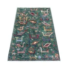 3'4"x5' Green Hand Knotted Sultani Ancient Bird Figurines Pure Wool Rug 21725
