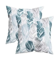 Throw Pillow Cases Pack of 2 Cozy Fleece Two-Tone Feather Teal/Grey 18x18 Inch