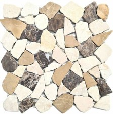 Marmor Bruch Mosaik Castanao Cream Naturstein Fliesen Bad 44-30-190_f| 10 Matten