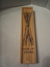 New Pick Up Sticks, PTI, Never Used, Wooden Box, Wooden Sticks-2004