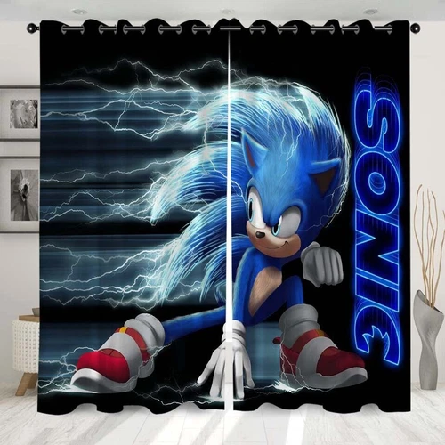 Kinder Sonic The Hedgehog 3D Dicke Verdunkelungsvorhänge Thermo Ring Top Ösen Geschenk - Bild 14 von 30