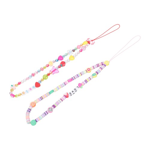 2 Pcs Mobile Phone Chain Ornaments Cellphone Charm Strap Wristlet
