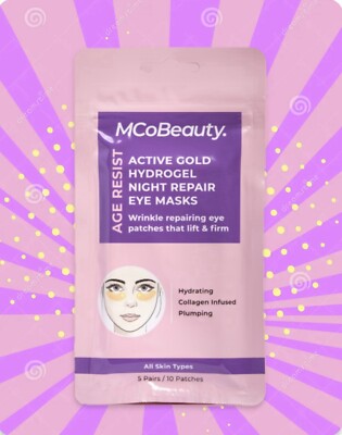 MCoBeauty ACTIVE GOLD HYDROGEL NIGHT REPAIR EYE MASK 10 Pack (5 Pairs)