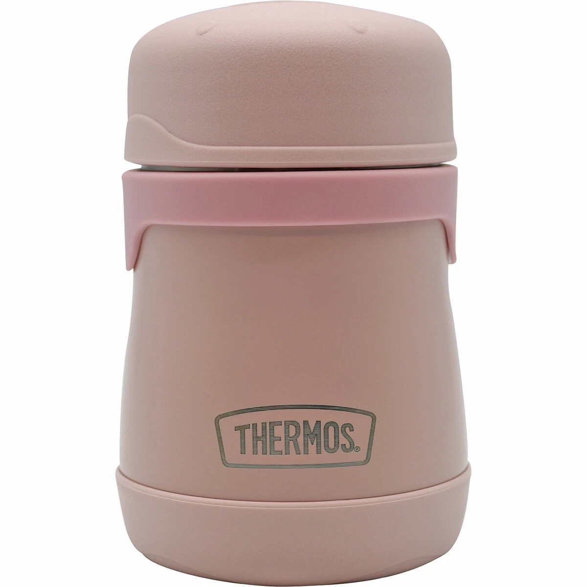 Termo Aislado Thermos De 350 Ml - Acero Inoxidable, Color Beige Y Rosa, Con Asa