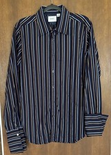 90s Guess By Marciano Blue Striped Men  s Button Down Dress Shirt Size L
