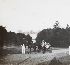 FRANCE Voiture hippomobile pour enfants c1900 Photo Stereo Plaque de verre 