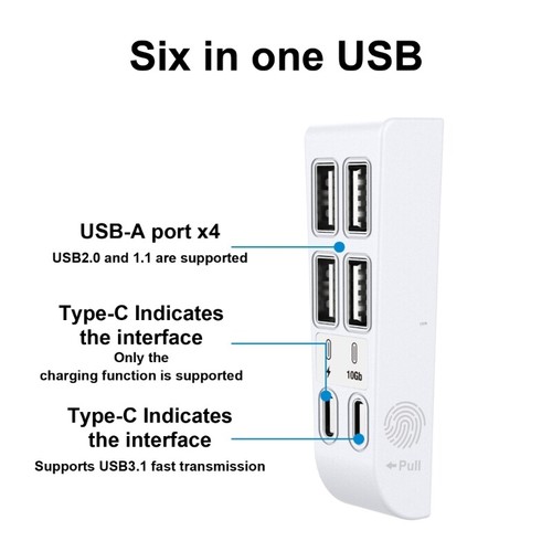 6 in 1 USB Hub for Slim Game Consoles 6 Port Expansion Adapters - Picture 7 of 9
