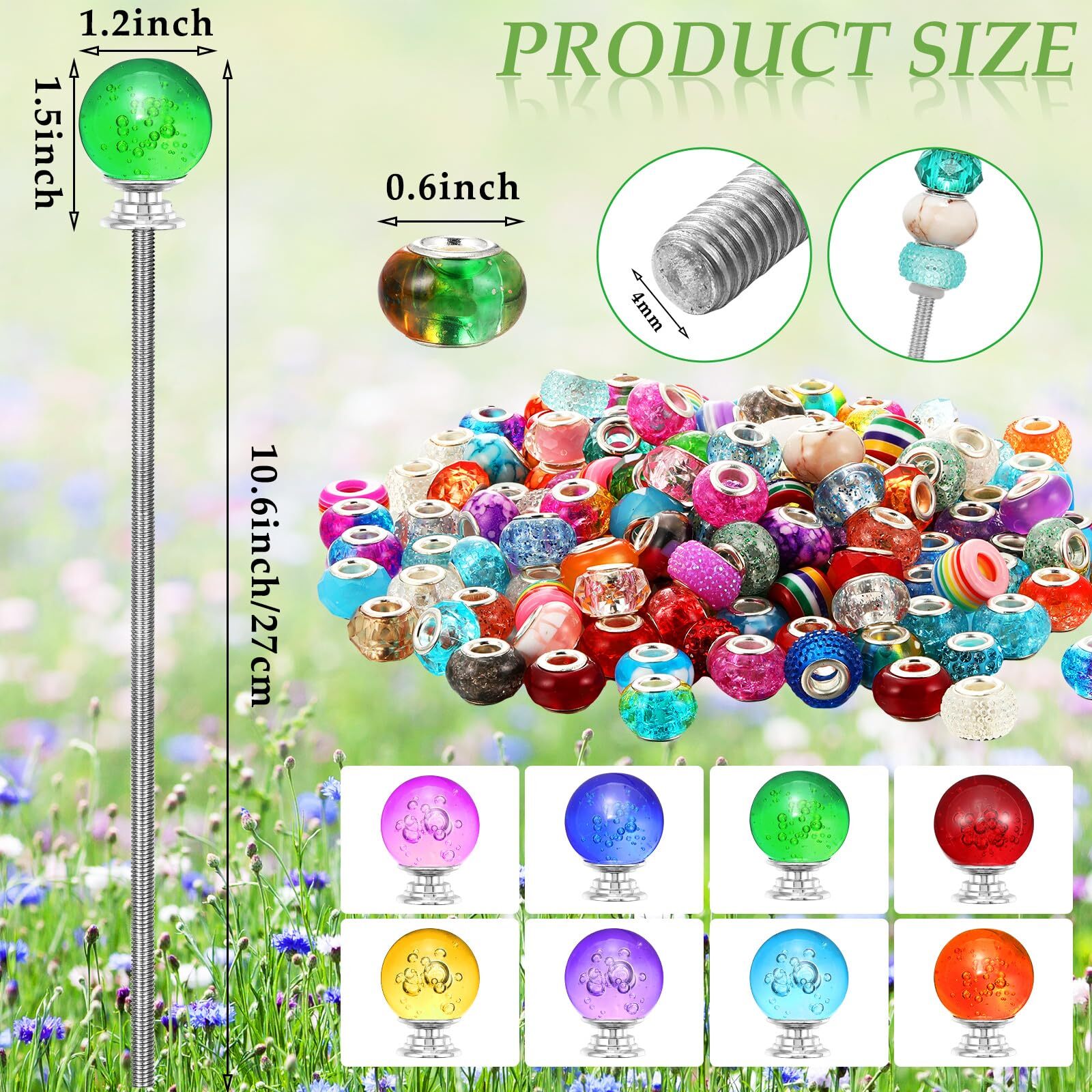 Chunful 176 Pcs Garden Stakes Fairy Wand Garden Stakes with Crystal Stopper Top