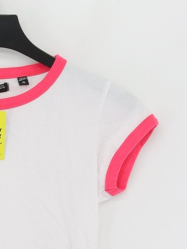 Brave Soul Women's Top UK 10 White 100% Cotton Short Sleeve Crew Neck Cropped - Picture 4 of 5