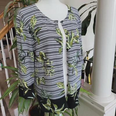 Christopher Banks Sz Lg Sweater Cardigan Lightweight 3/4 Sleeve Modest  Mature