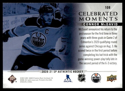 2020-21 SP Authentic Connor McDavid Edmonton Oilers #108 - Picture 2 of 2