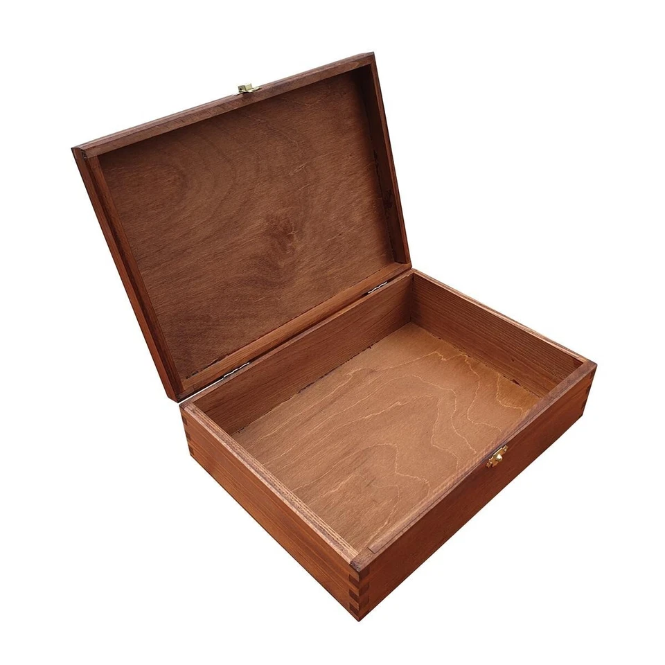 Wooden Box A4 Size, With Lid Lockable Latch in Brown Color - Image 4 of 4
