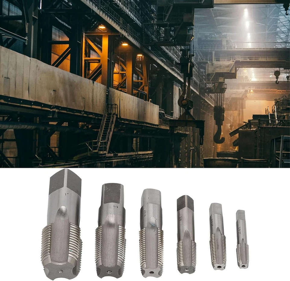 6 Pcs Tap and Die Set, 1/8 to 1 3/4 Inch High Speed Steel NPT Pipe Threader - Image 3 of 4