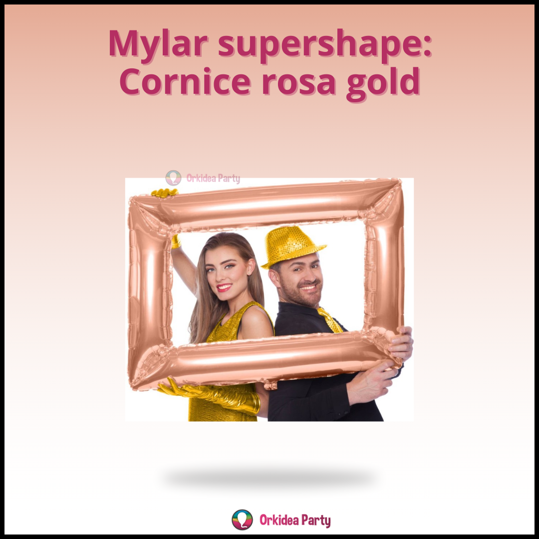 PALLONE CORNICE SELFIE ORO ROSA GOLD PHOTO BOOTH 60x85CM PALLONCINO PARTY FOTO