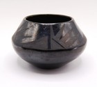 Antique San Ildefonso Blackware Historic Geometric Designs Unsigned 5.5" W — photo 3