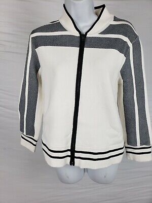 EUC Rag & Bone New York Women's Zip Up White Striped Sweater/Jacket