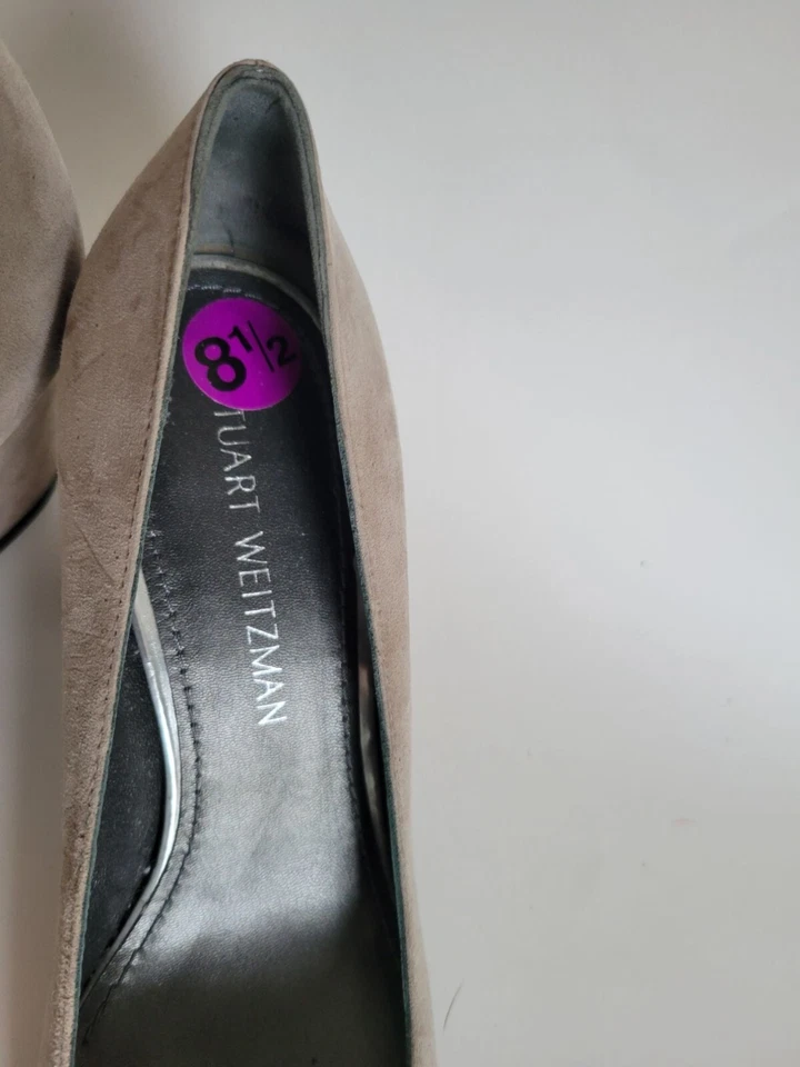 Zapatos de salón Stuart Weitzman Mary beige gamuza tacón bloque talla 8 1/2 nuevos carrera sin cordones Foto 2 de 4