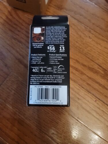 GE LED Soft White Bulb 6 Watt 40 Watt Replacement Dimmable A19 480 Lumens NEW - Picture 3 of 4