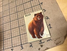 circa 1940's Original Vintage Paper on board Animal card 2x3 -- BEAR