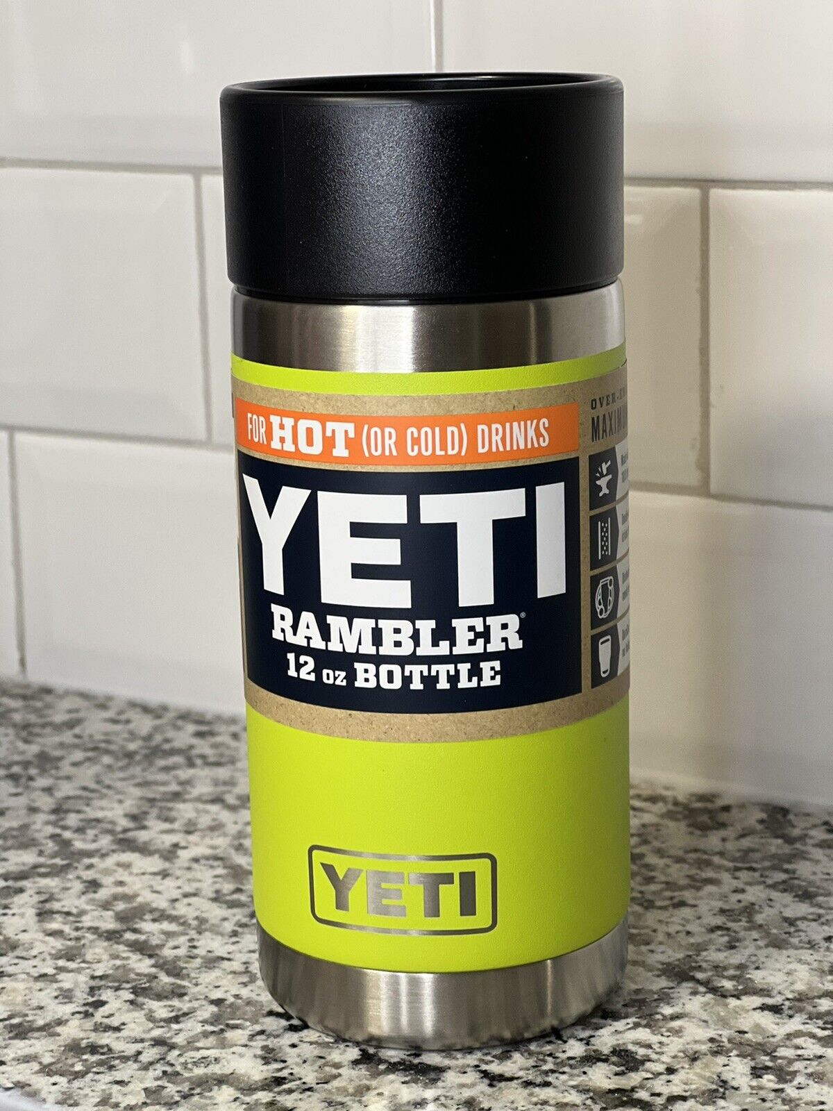 Yeti Rambler 12oz Bottle With Hotshot Cap Chartreuse Authentic RARE for  sale online