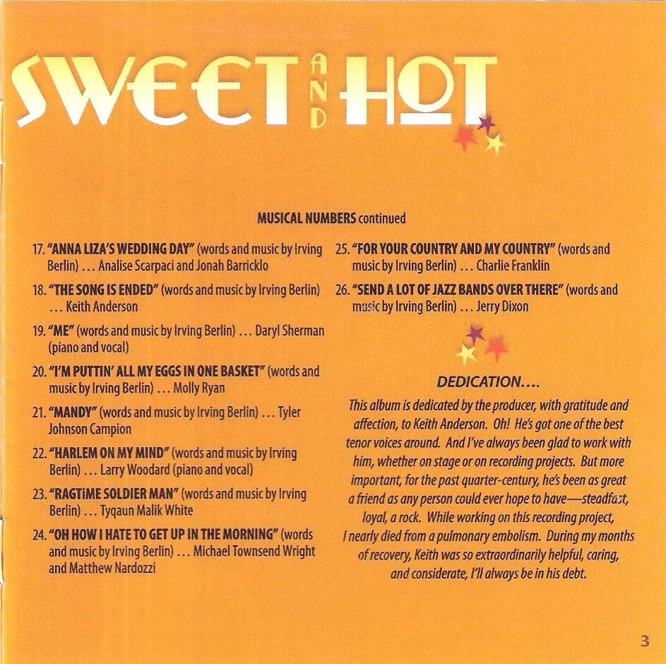 Chip Deffaa's Irving Berlin: Sweet and Hot, Rare Songs with an All-Star Cast - Image 4 of 4