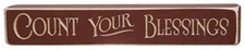 Count Your Blessings in Burgund Engraved Wood Sign Sign / Shelf Block - 12" Long