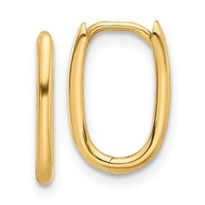 14k Yellow Gold Polished Oval Hoop Earrings 1.04g Gift for Mother