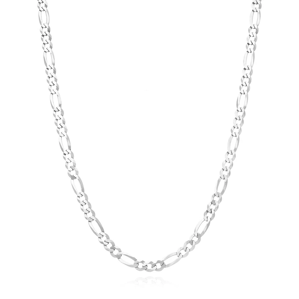 Cadena Figaro de plata de ley de 4,2 mm (eslabones sólidos) 18"-24" Foto 2 de 4