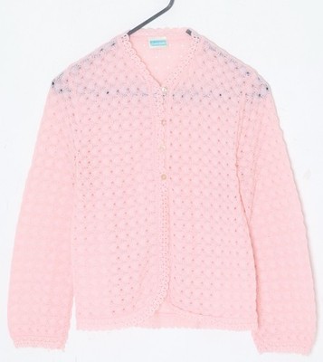 1968 75, Pastel Pointelle Cardigan in Courtelle Yarn, British Domestic Knitwear