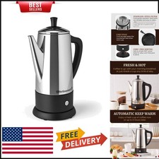 Classic 12-Cup Percolator with 360° Swivel Base & Easy-Pour Design for Elegance