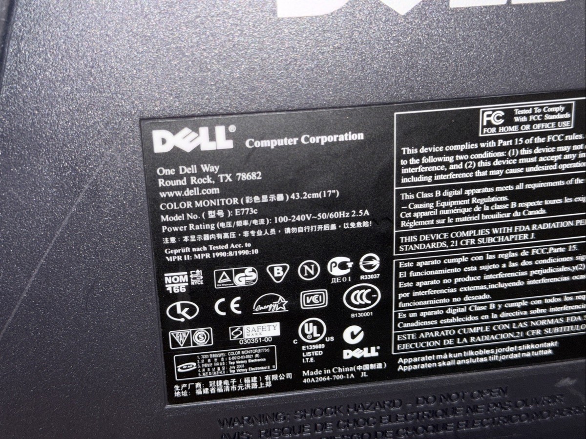 Dell Dimension 4600 With Monitor E773c Windows XP Retro Gaming P4
