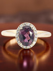 ESTATE JEWELRY SOLID 14K YELLOW GOLD RING RUBELITE DIAMOND HALO SIZE 7.25 #7820 — photo 1