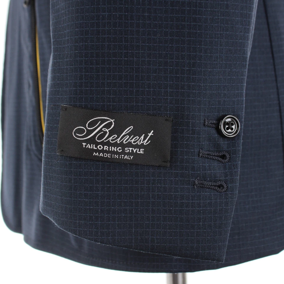 Abrigo deportivo Belvest nuevo con etiquetas mezcla de lana con bolsillos con cremallera talla 52R (42R EE. UU.) a cuadros azules Foto 4 de 4