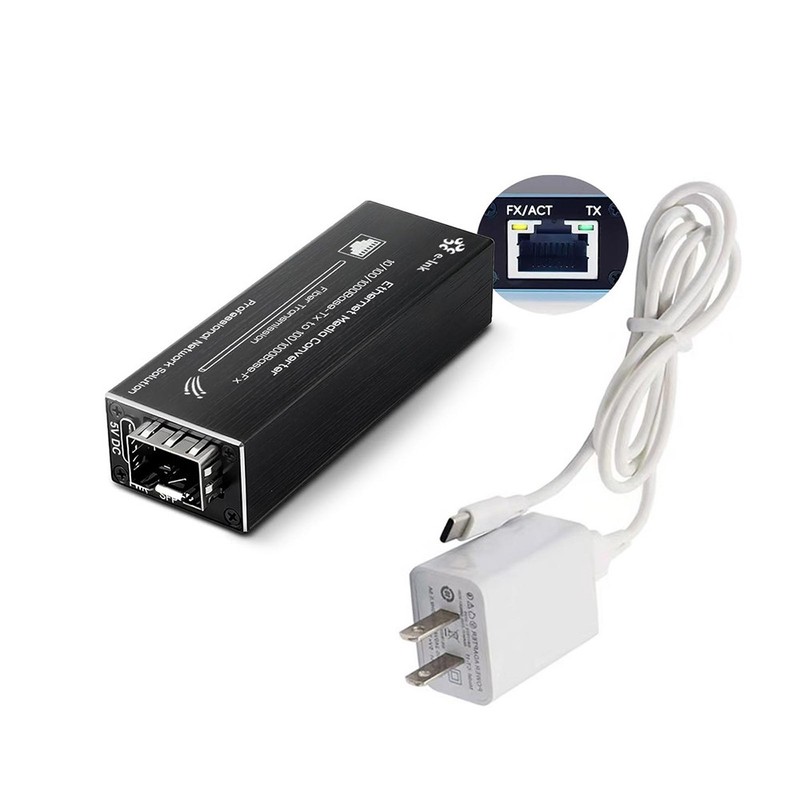 Mini 100/1000Mbps SFP port Ethernet Fiber Media Converter DC 5V Input