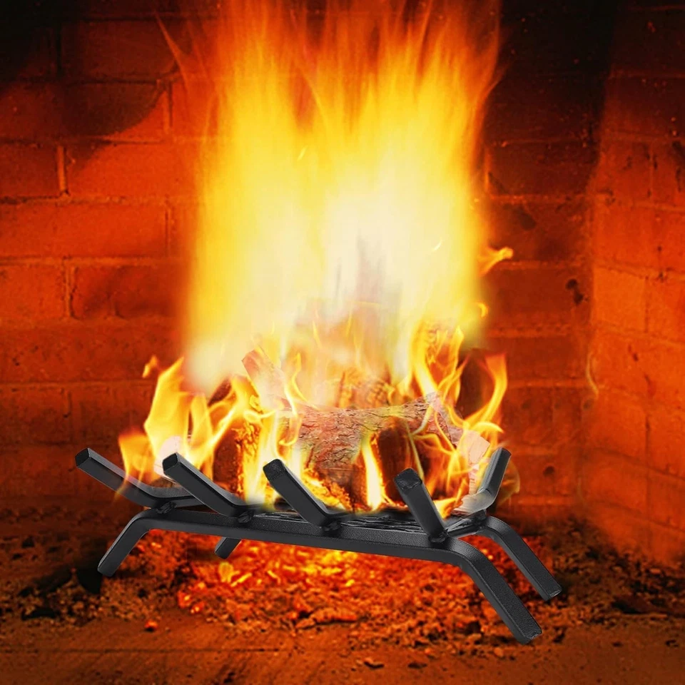 Rejilla de chimenea con retenedor de brasas, chimenea hogar estufa de leña estante de combustión  Foto 2 de 4