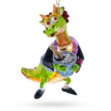 Dragon Clutching Champagne Blown Glass Ornament