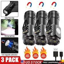3PCS Super Bright LED Mini Tactical Flashlight USB Rechargeable 5 Modes Light US
