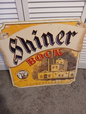 Vintage Shiner Bock Beer Metal Tin Sign Brewery Texas Bar Decor Large 24'' x 24''