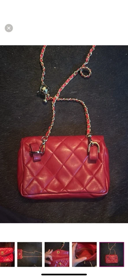 CHANEL Quilted Red Leather Mini Crossbody Bag Or Belt - Image 2 of 4