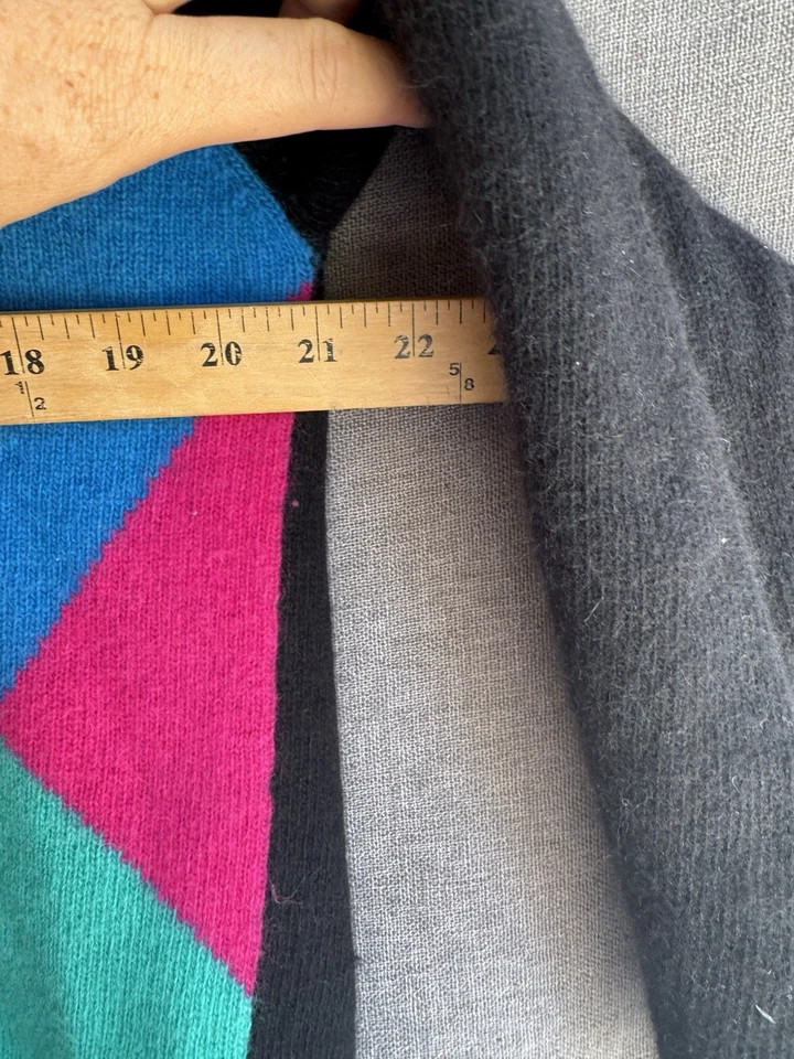 Suéter De Colección LIZ CLAIRBORNE Mediano Negro Lana de Cordero Angora Años 90 Retro Rojo Azul Foto 3 de 4