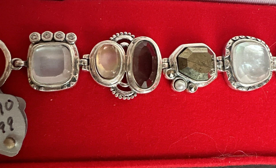 Pulsera "Ejemplar" Silpada Plata de Ley Pirita, Perla, Concha y Cristal B2790 Foto 3 de 4