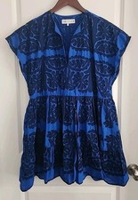 ZARA Embroidered Tunic Short Dress Cobalt Blue Size Medium EUC
