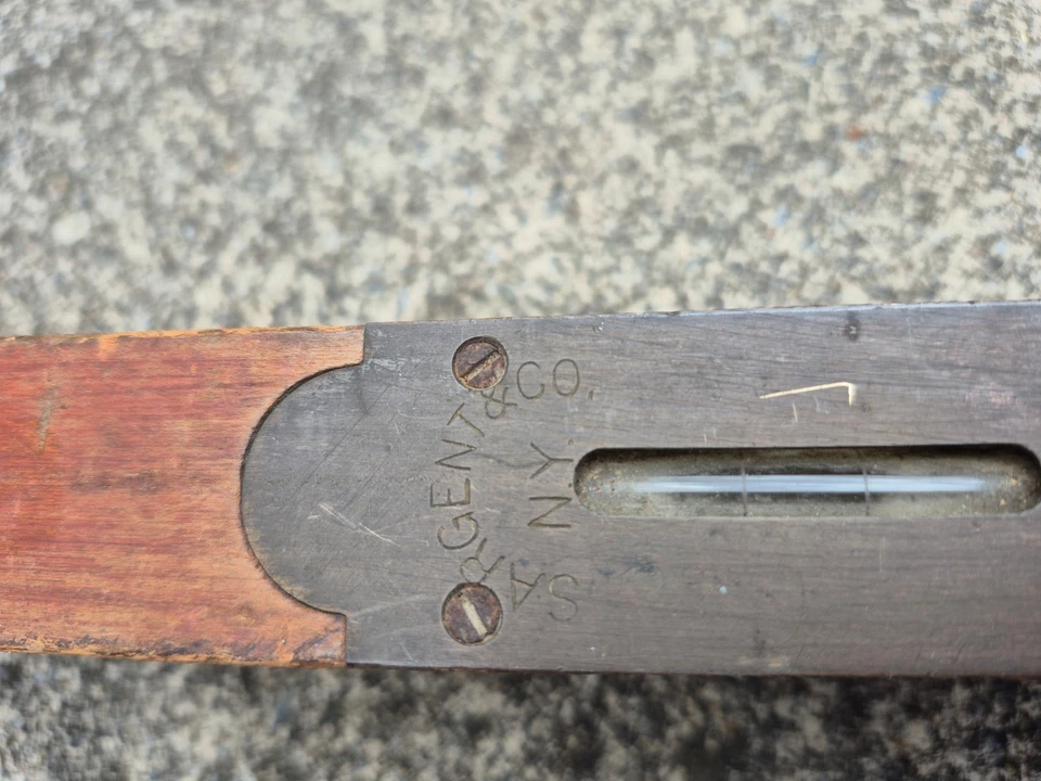 Vintage Sargent & Co. N.Y. 18" Wooden Level,W/2 Intact Vials - Image 3 of 4
