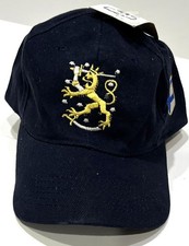 Finland Finnish Suomi Flag Lion Navy Blue Baseball Cap Hat NWT Adjustable