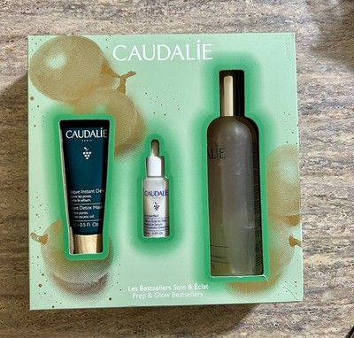 CAUDALIE Prep & Glow Set Beauty Elixir & Dark Spot Serum & Instant Detox Mask