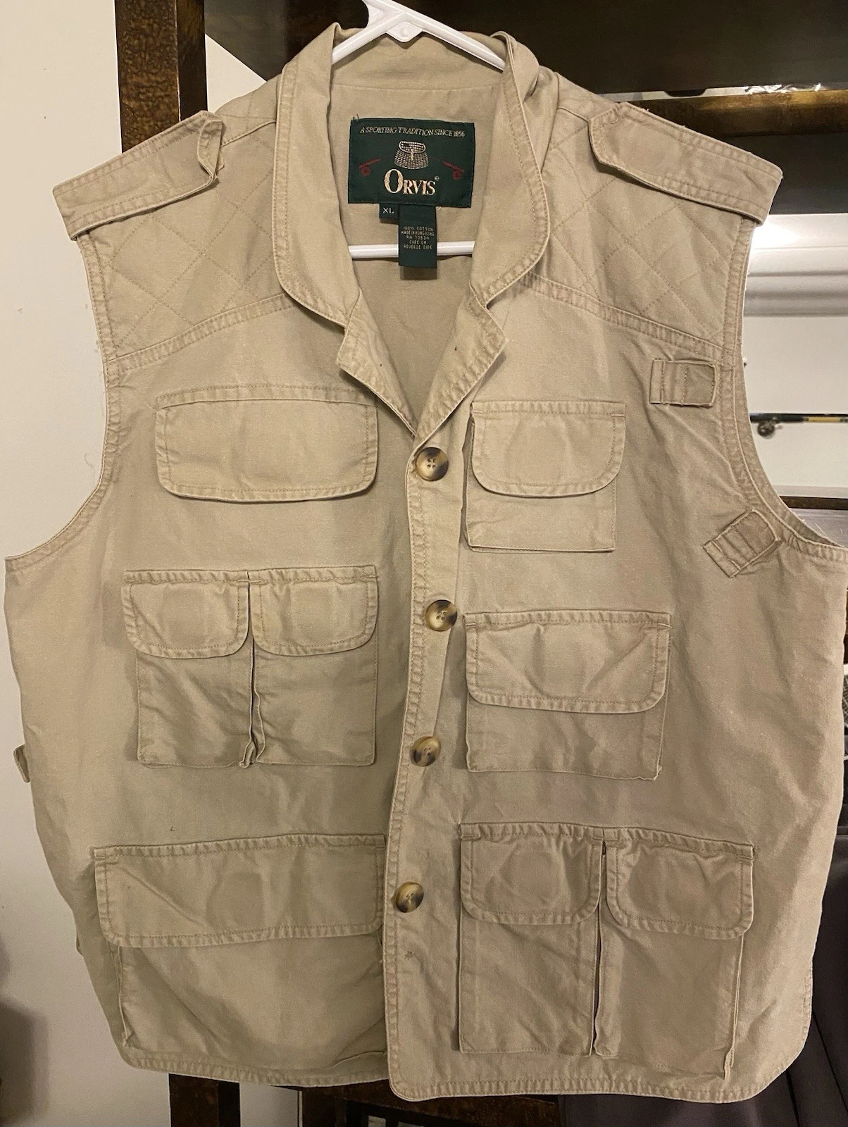 vintage orvis fishing vest, Circa 1980/90. Tortoise Shell Buttons Father’s Day