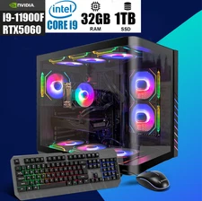 Pre-Built Gaming PC,NVIDIA RTX5060,i9 3.40GHz,32GB RAM,1TBSSD,WiFi6,WIN11,BT