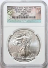 2014(W) $1 American Silver Eagle NGC MS70 - Early Releases, Struck at West Point