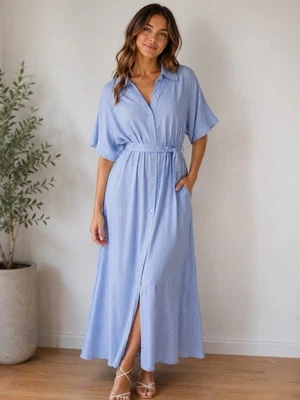 dress linen Evelyn M / White this elegant piece is Wedding Dress Hire Cape Town Color:COLONY BLUE Floor Length Casual Maxi