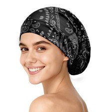 YFONG Mulberry Silk Hair Bonnet for Sleeping Women Men, Real One Size, Black